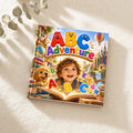 ABC Adventure personalised hardcover book, flat lay