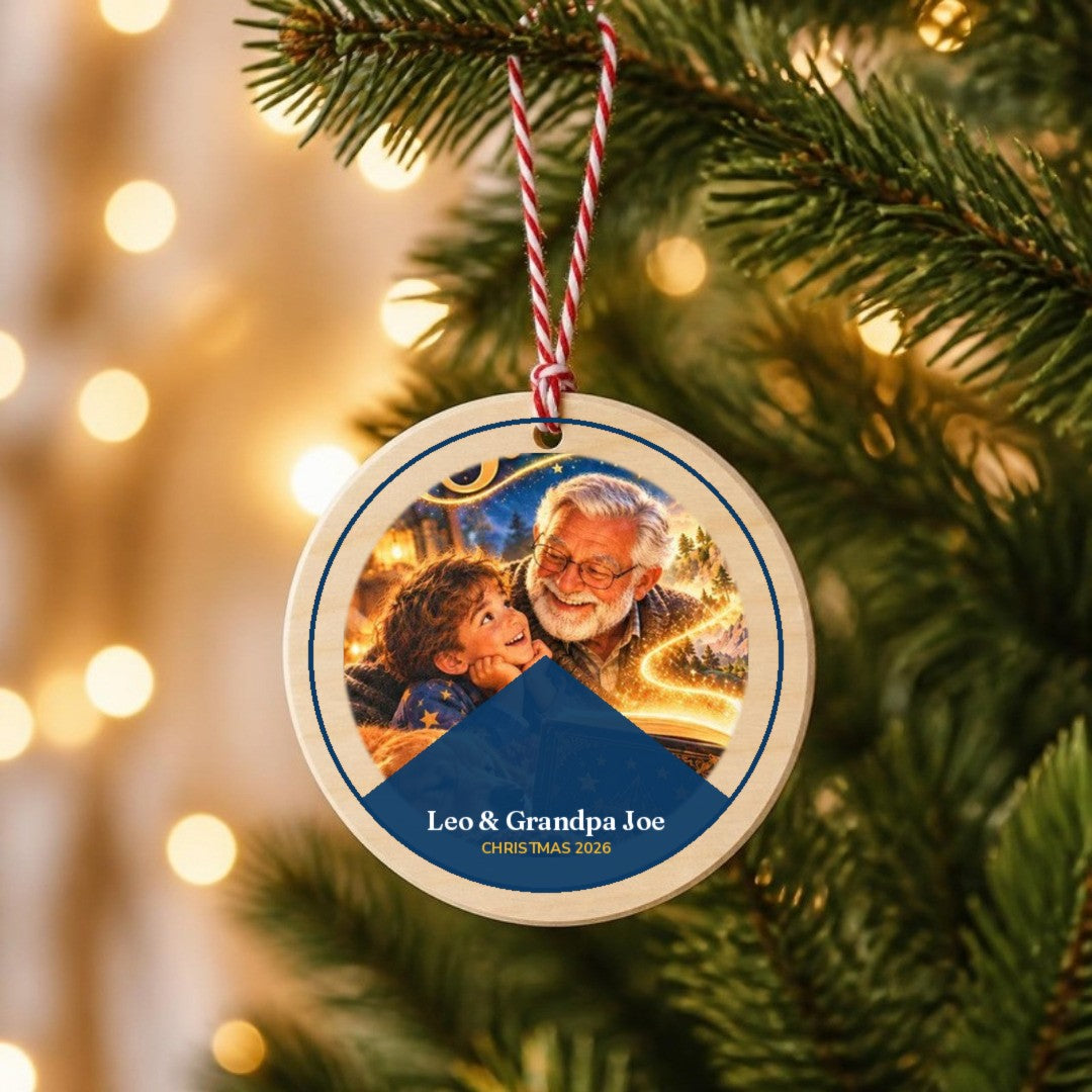 Personalised Family Ornament with an illustrated portrait and names