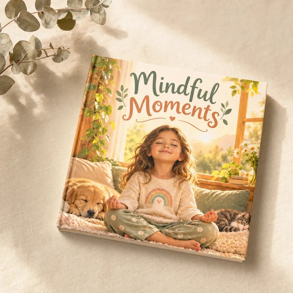 Mindful Moments personalised hardcover book, flat lay