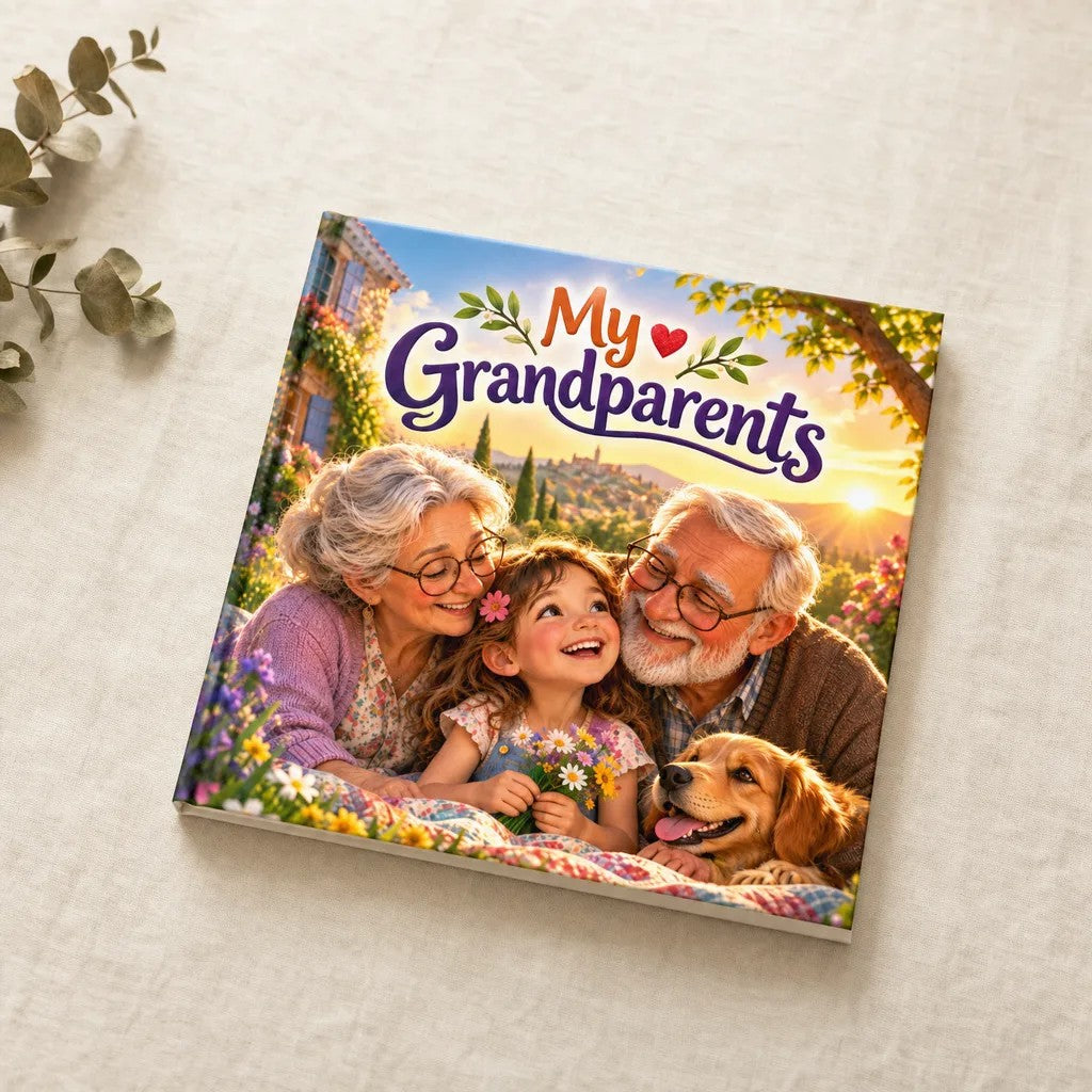 My Grandparents personalised hardcover book, flat lay