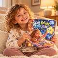 Child holding the Shine Bright, Little Star personalised book